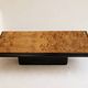 Large vintage coffee table in walnut veneer and black wood, 1980s.