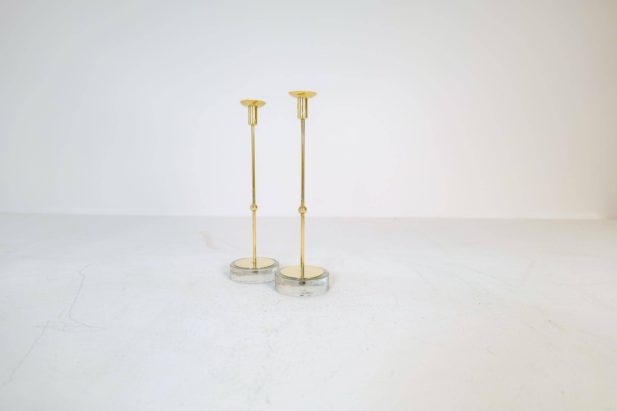 Set of 4 mid-century candle holders Ystad Metall, Sweden, 1950s