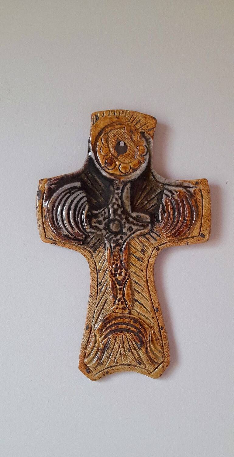 Cross in pyrite sandstone Corsica 70s