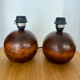 Pair of wooden ball lamp feet