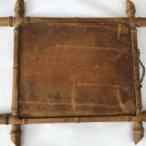 Miroir bois tourné bambou ancien 50x44cm