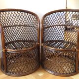Pair of rattan armchairs