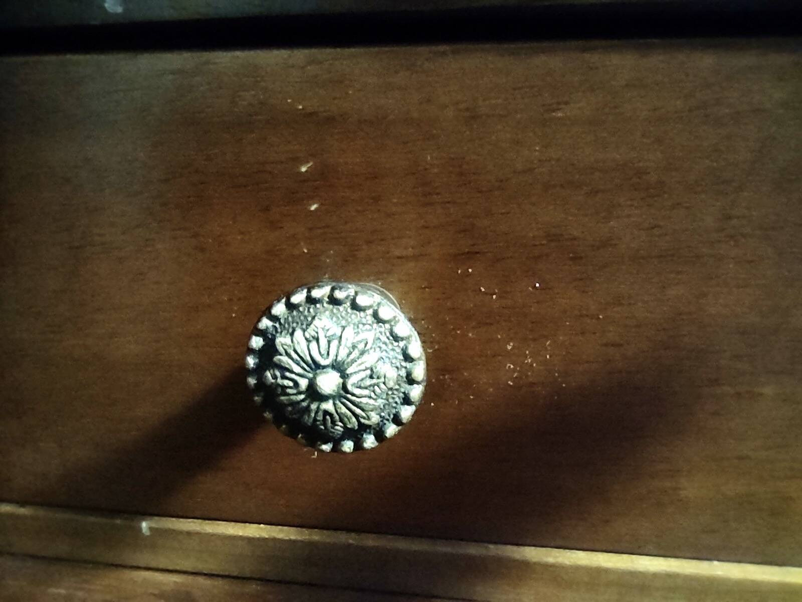 Vintage Baroque Solid Walnut Dresser with Inlaid Designs, Italy