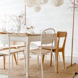 Table de ferme en bois – pied crème
