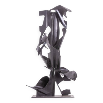 Jean Campa. Vertical sculpture in patinated metal. 1980s.