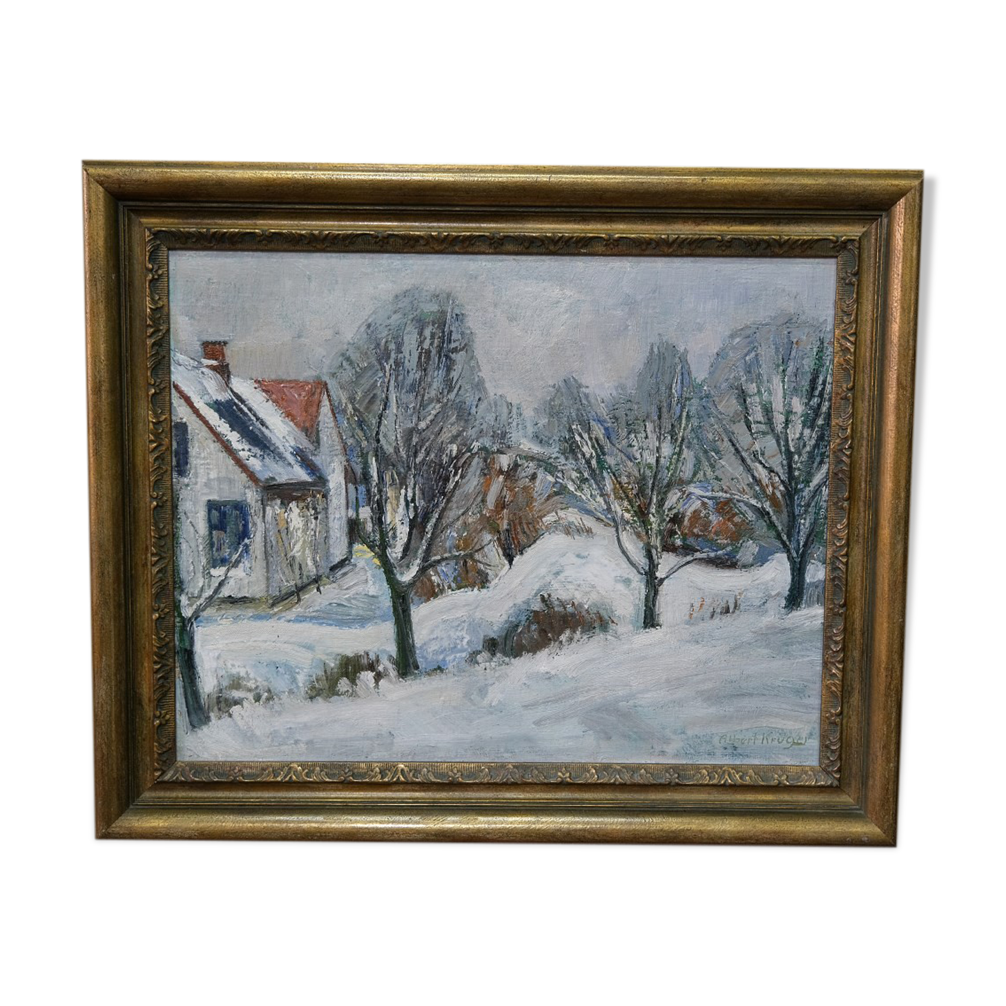 Albert krüger (1885-1965), scandinavian painting, 1930s , framed