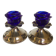 Pair of cobalt blue tulip-base candlesticks
