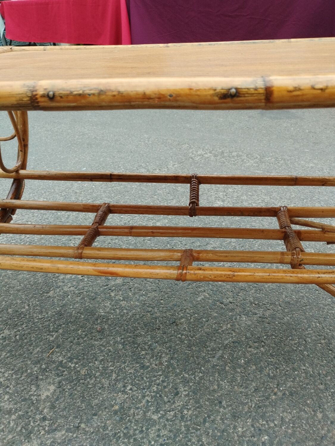 Vintage antique rattan coffee table