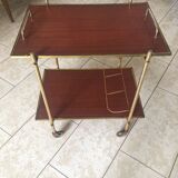 Vintage gold metal serving tray formica style