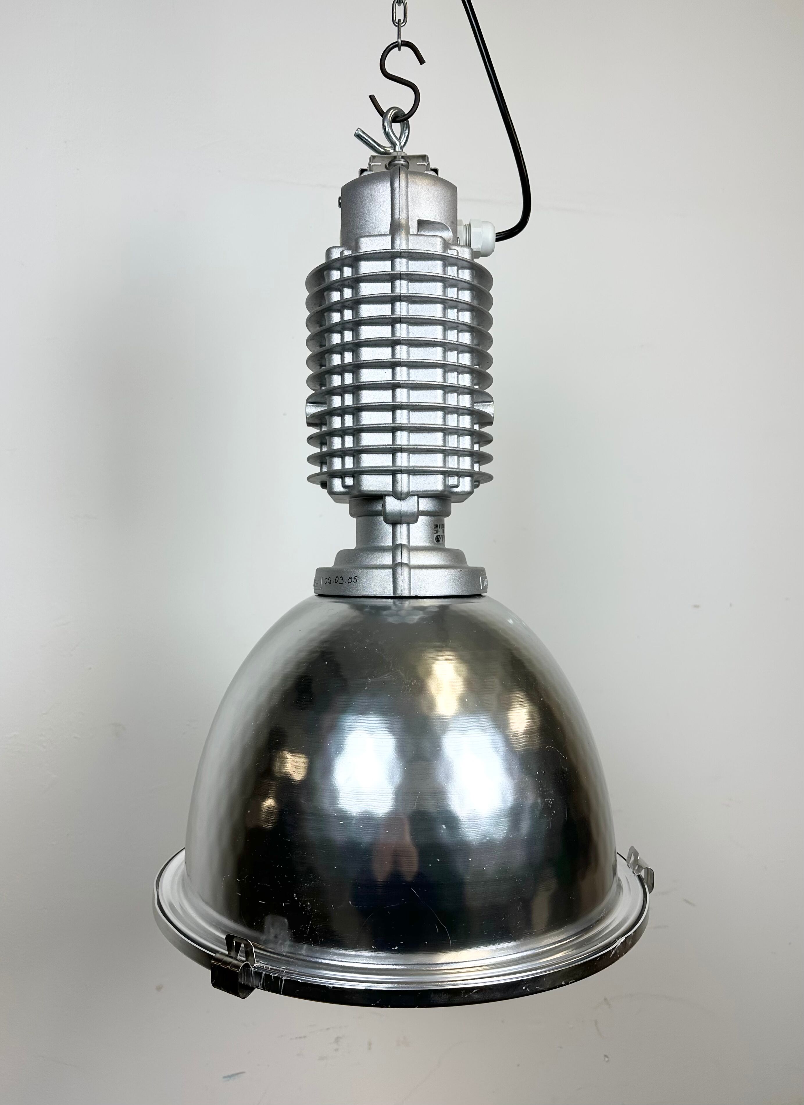 Industrial pendant lamp with glass cover by charles keller for zumtobel, 1990s