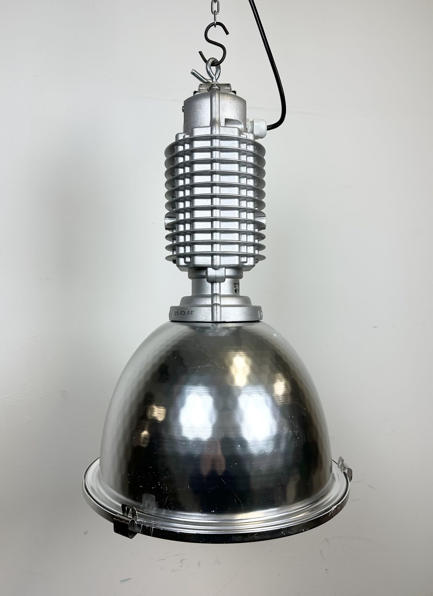 Industrial pendant lamp with glass cover by charles keller for zumtobel, 1990s