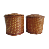 Two bamboo baskets with lid