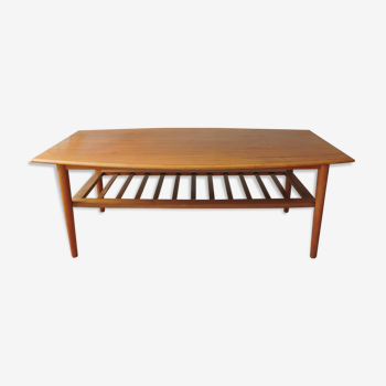 Table basse scandinave en teck blond années 60