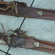 Pair of old skis in wood