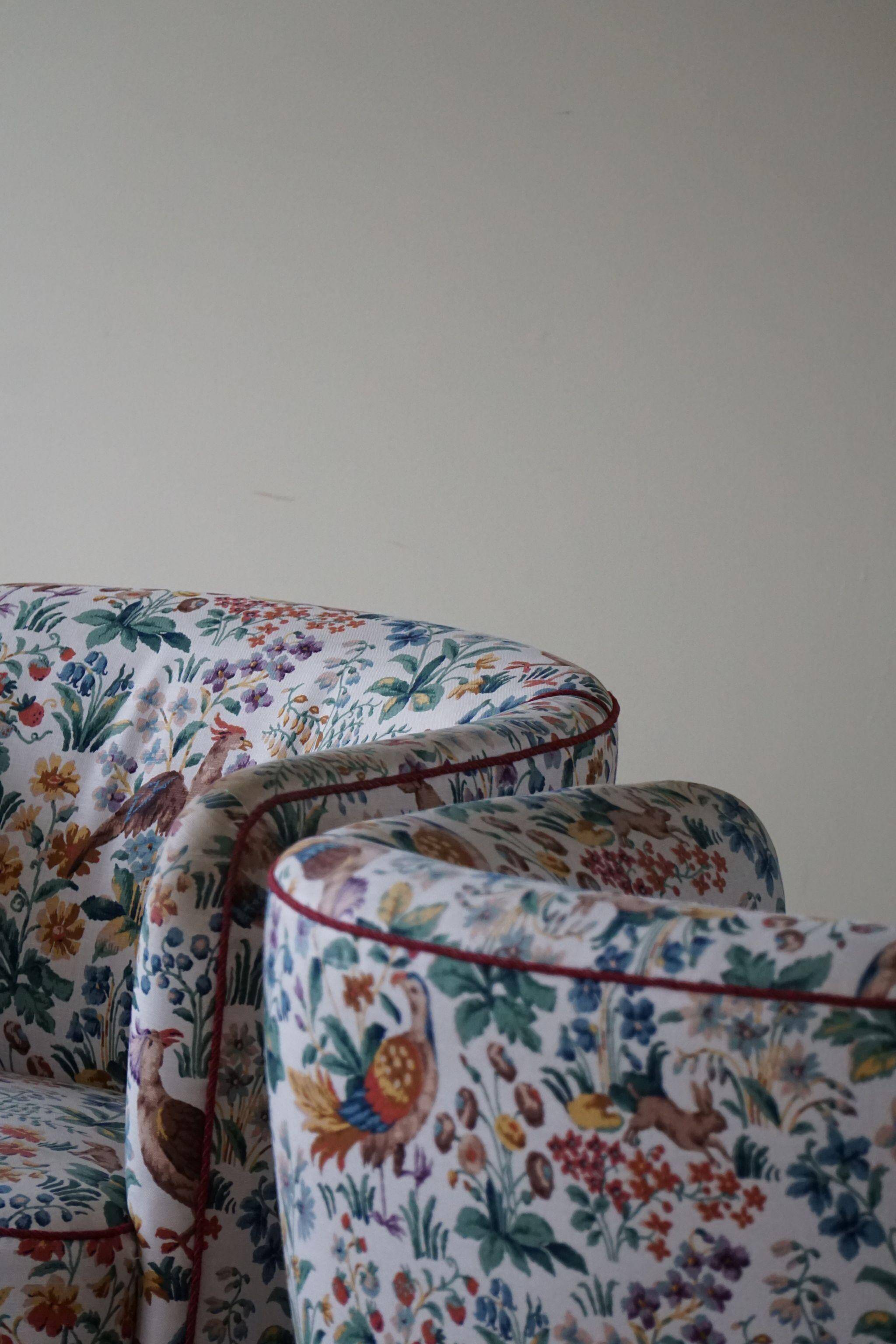 Set of curved Danish club chairs from the mid-century, Viggo Boesen style, 1940s.