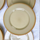 9 assiettes en grès beige tulowice mid century