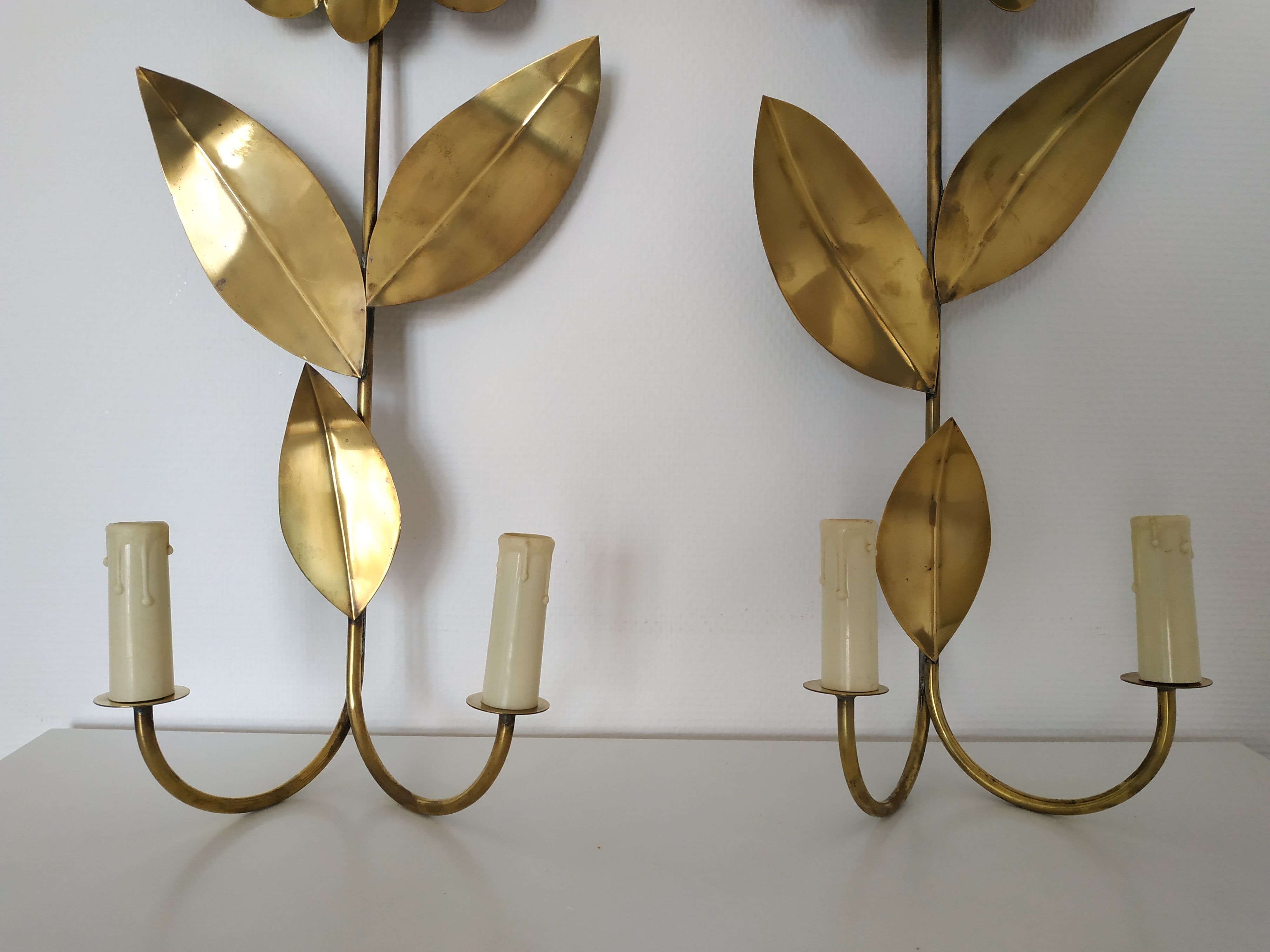 Pair of wall light 70s flower