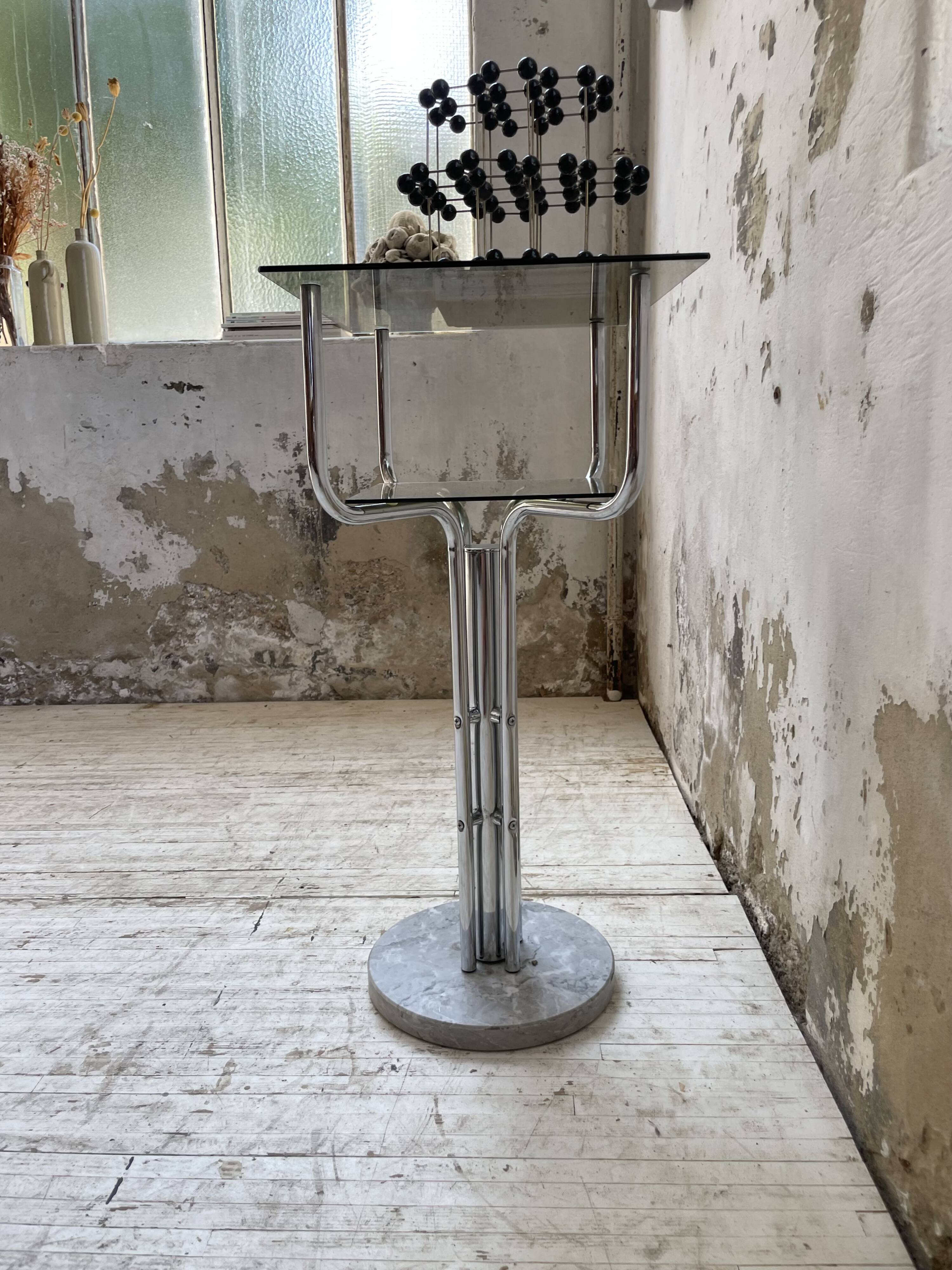 80s glass and marble console