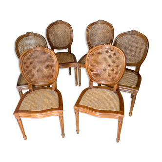 Set of 6 chairs Marie Antoinette sitting cannate