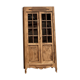 Antique glass-fronted cabinet in raw solid oak: display cabinet bookshelf.