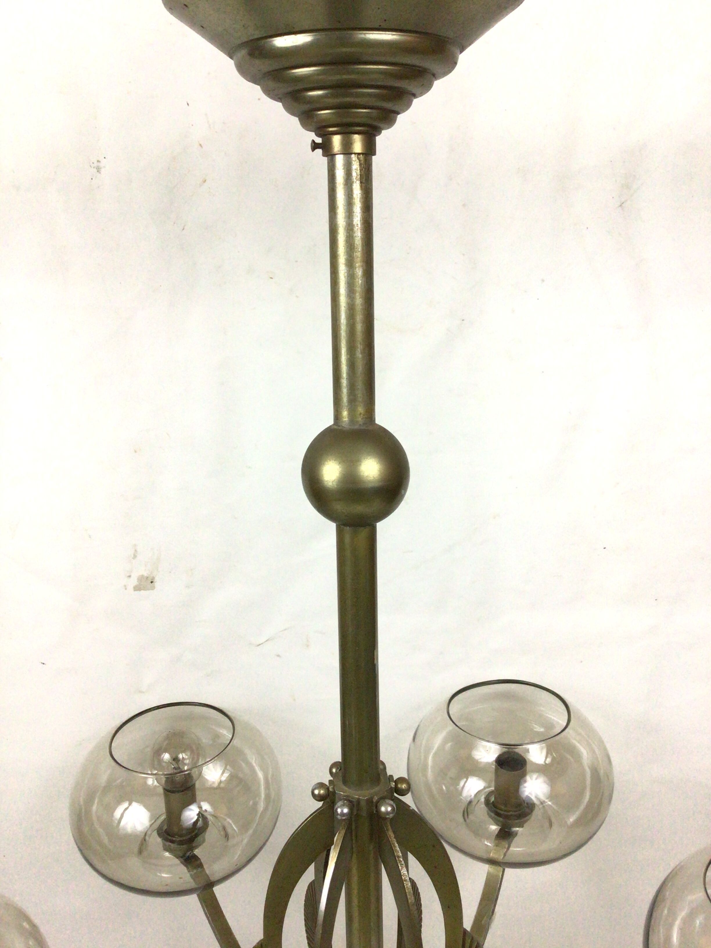 Lustre Art déco en métal et verre teinté