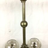 Art Deco chandelier in metal and tinted glass
