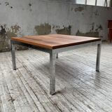 Walnut and modernist chrome coffee table