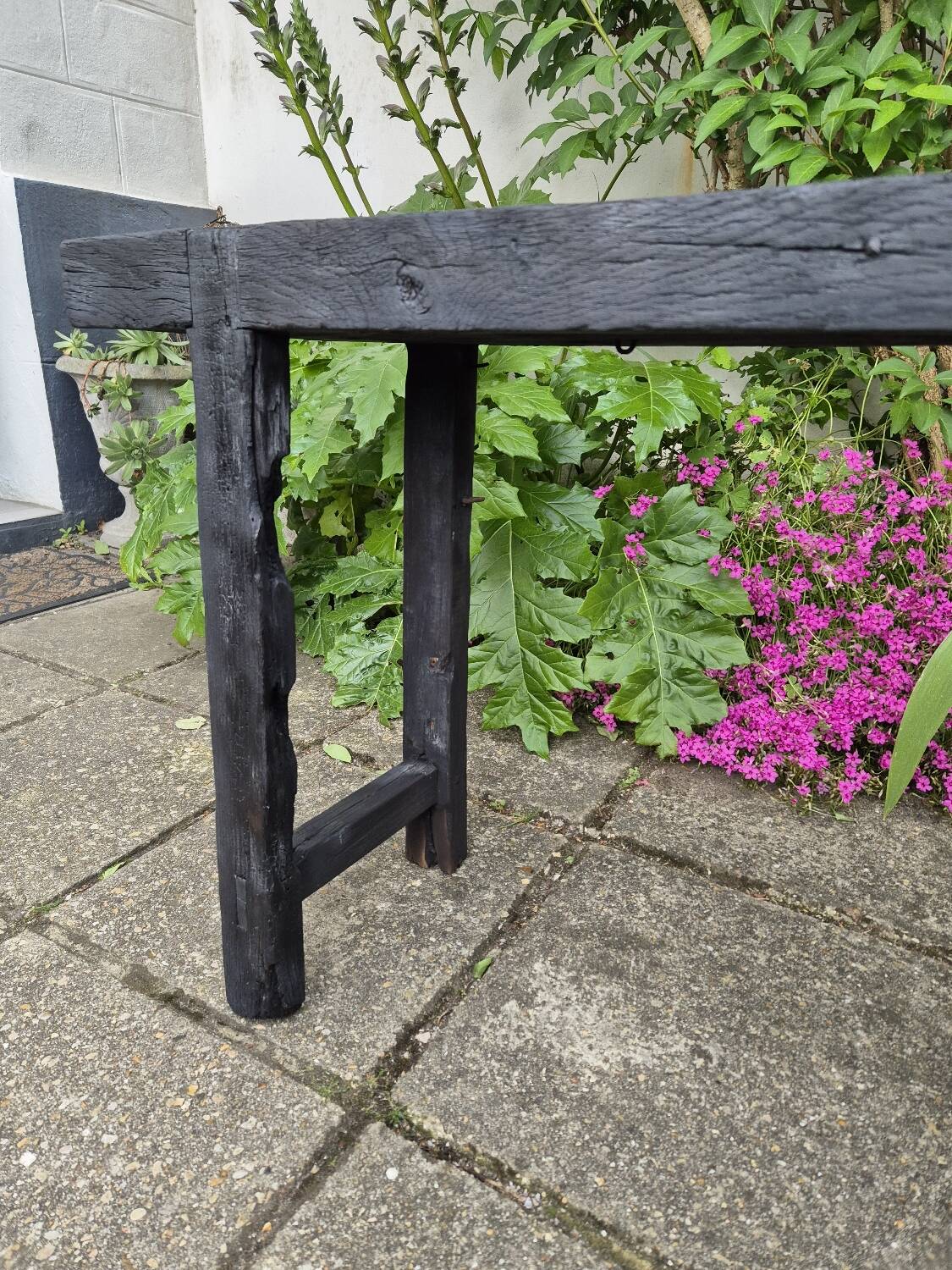 Shou sugi ban burnt wood console workbench