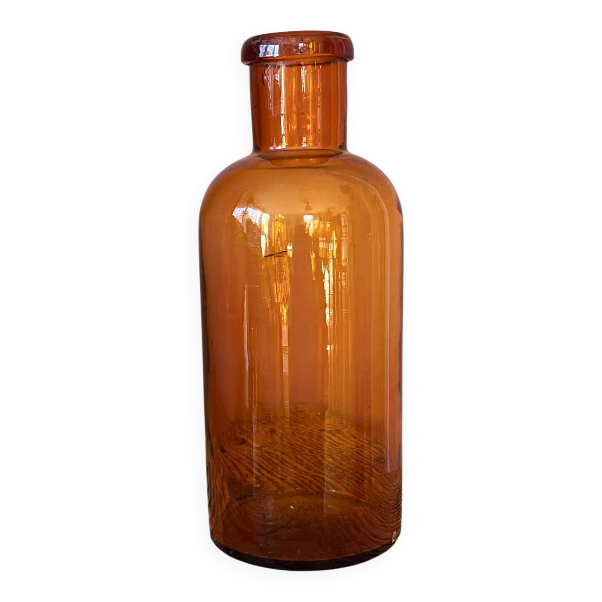 Amber glass bottle vase