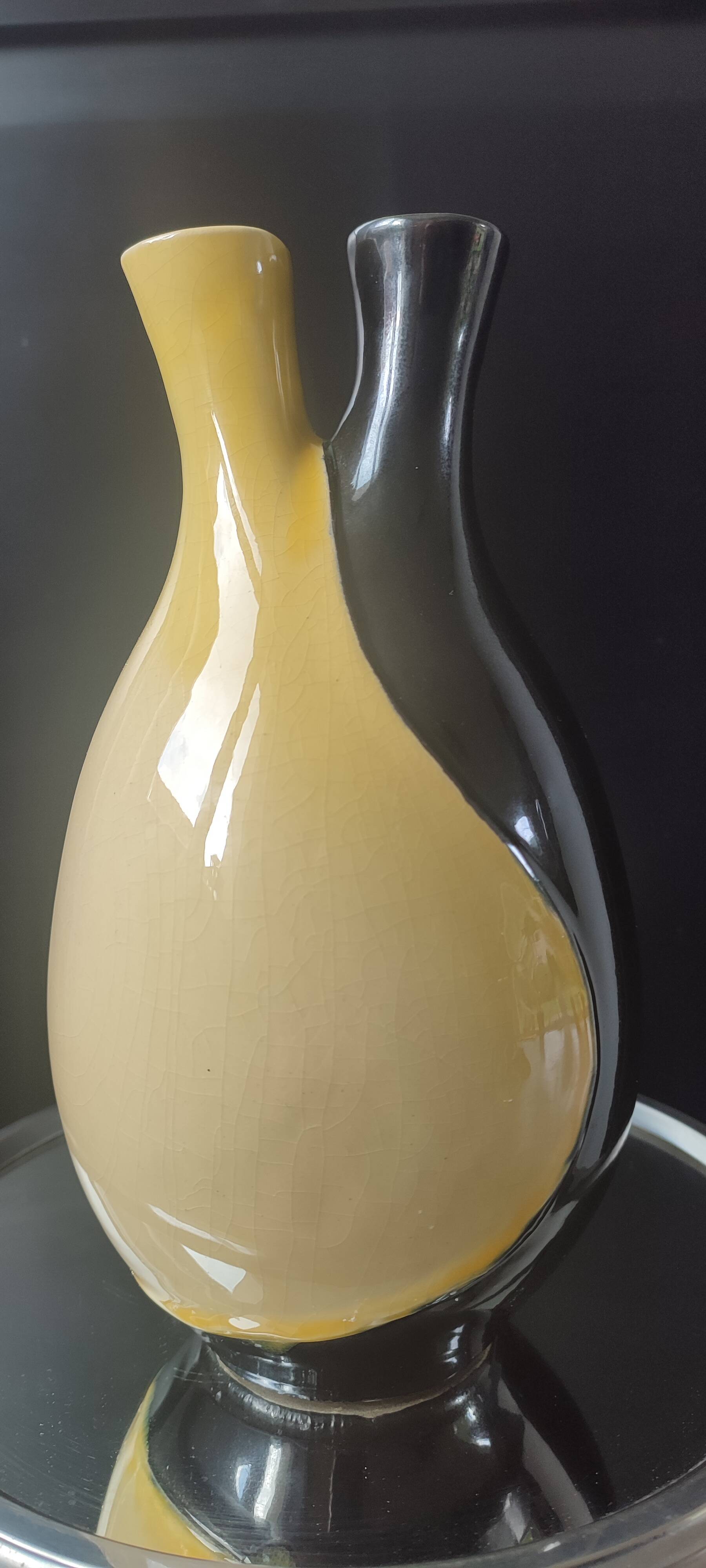 Two-necked vase Vintage ceramic 1964.