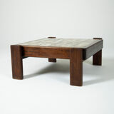 Ceramic and solid wood coffee table, 1960s