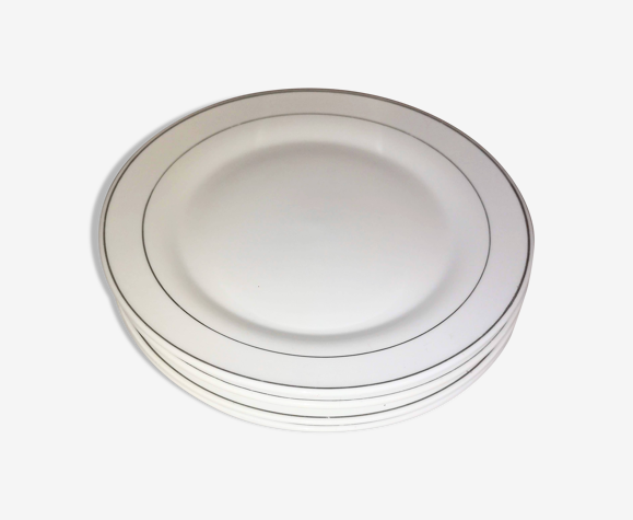 Quatre assiettes à dessert porcelaine blanche | Selency