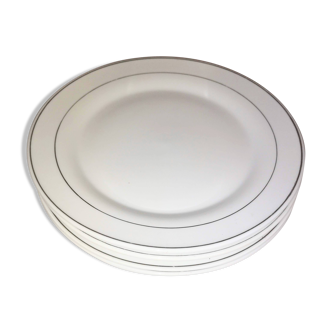 Four white porcelain dessert plates