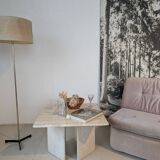 Square travertine coffee table, 1970s.