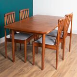 Retro Teak 1960s Meredew Dining Table & 4 Chairs Mid Century