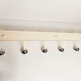 Wall coat rack 12 hooks balls 1970 beige and chrome