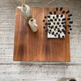 Walnut and modernist chrome coffee table