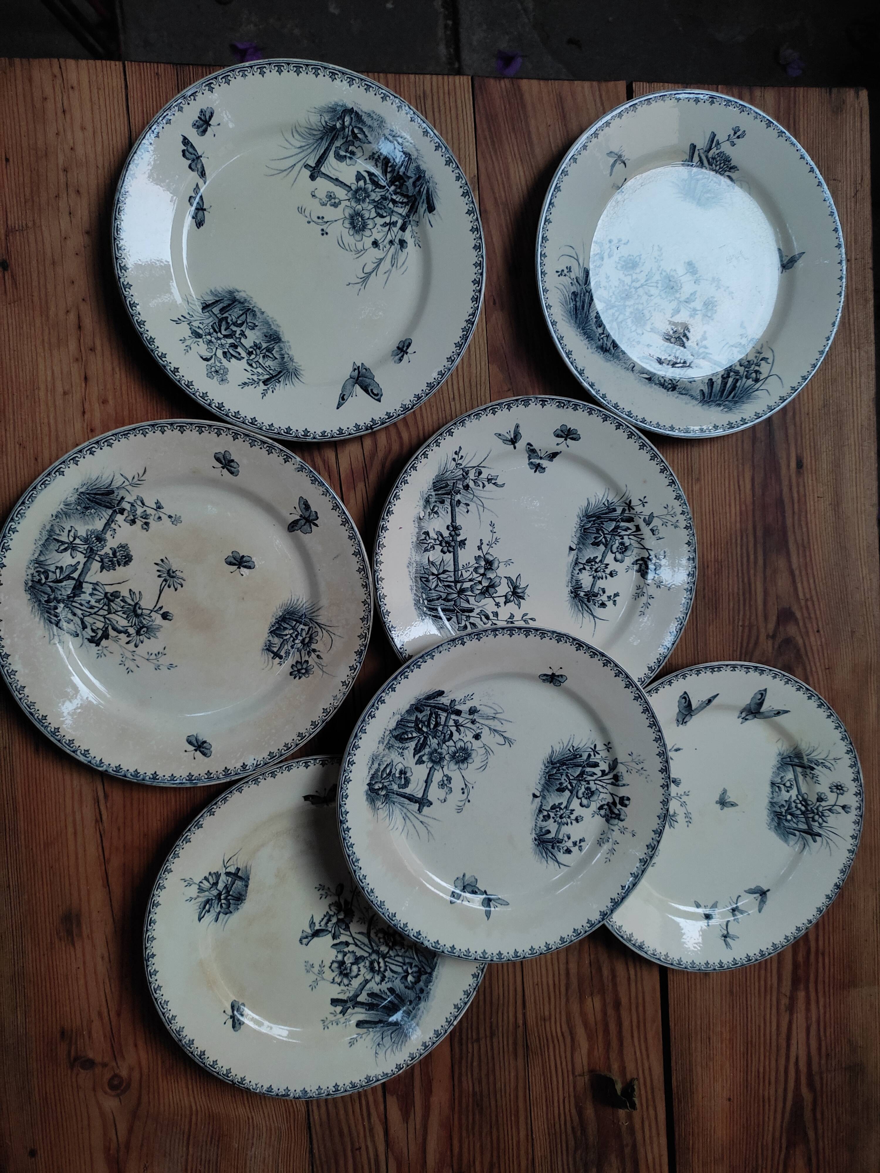 7 Tsarina dessert plates by Sarreguemines