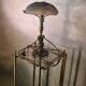 Louis XV bronze lamp rocaille style 34x25, molded glass lampshade signed Stella