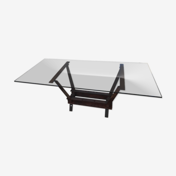 Table industrielle fer et verre 200 x 900 cm