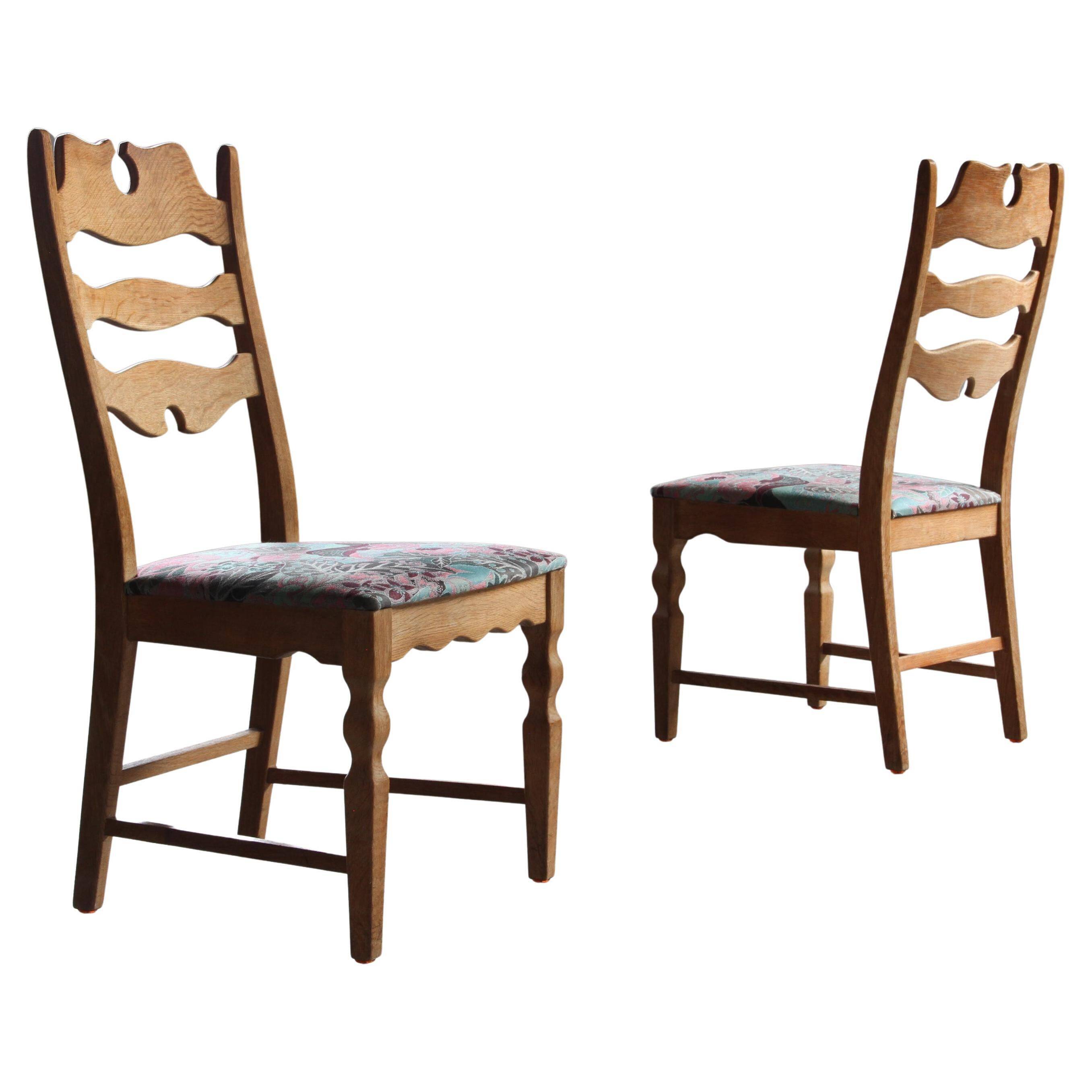 Chaises en chêne à dossier haut Razorblade vintage par Kjærnulf, années 1960, design danois