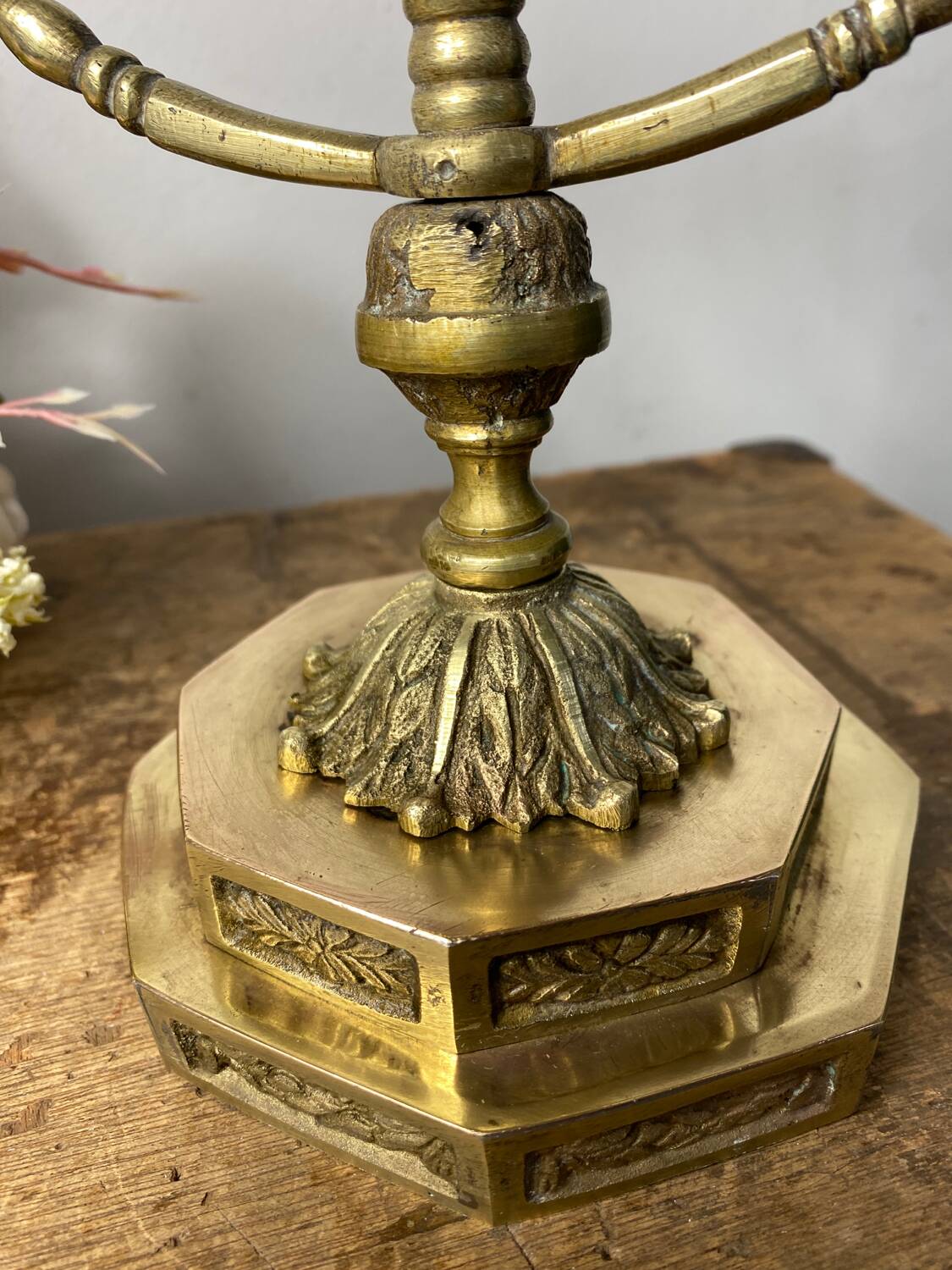 Candlestick, Seven-branched Menorah in brass