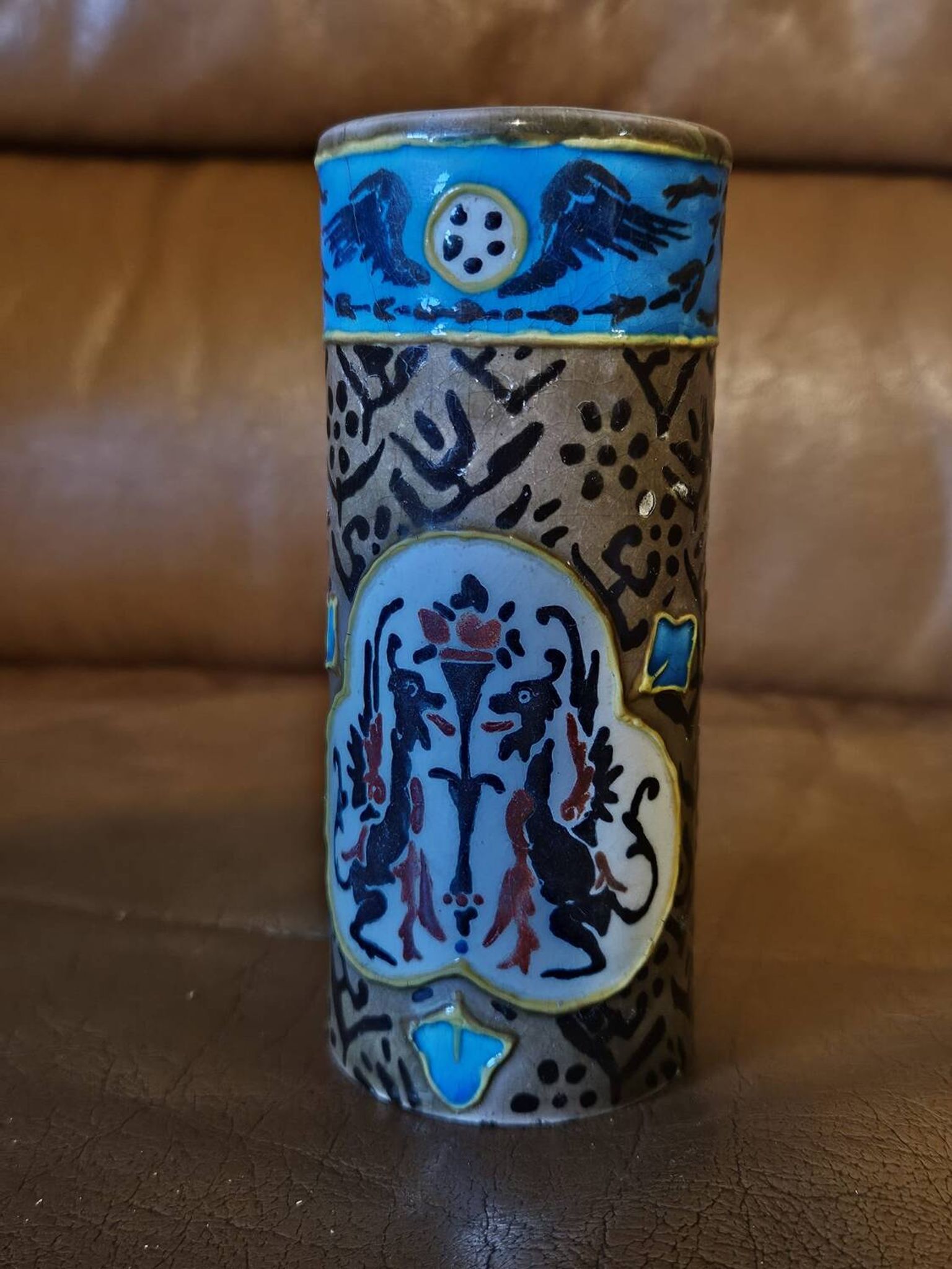 Old Man Roller Vase in Enamelled Ceramic