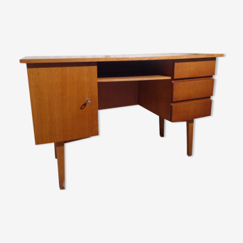 Bureau  vintage des années 60 chêne clair