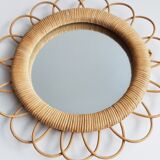 Miroir soleil en rotin