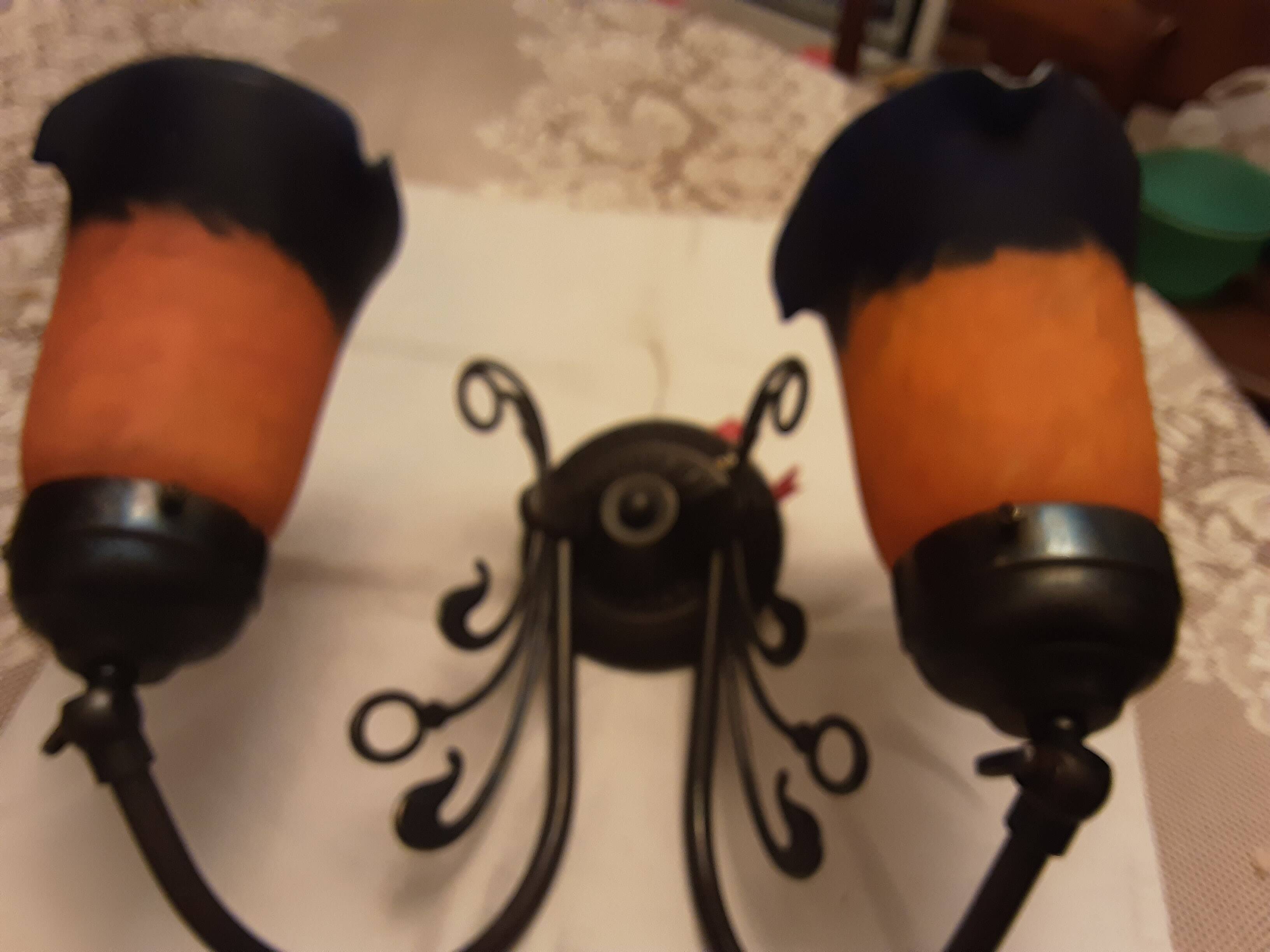 Wall lamp 2 tulips glass pate