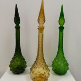 Italian Empoli carafe in amber bubbled glass