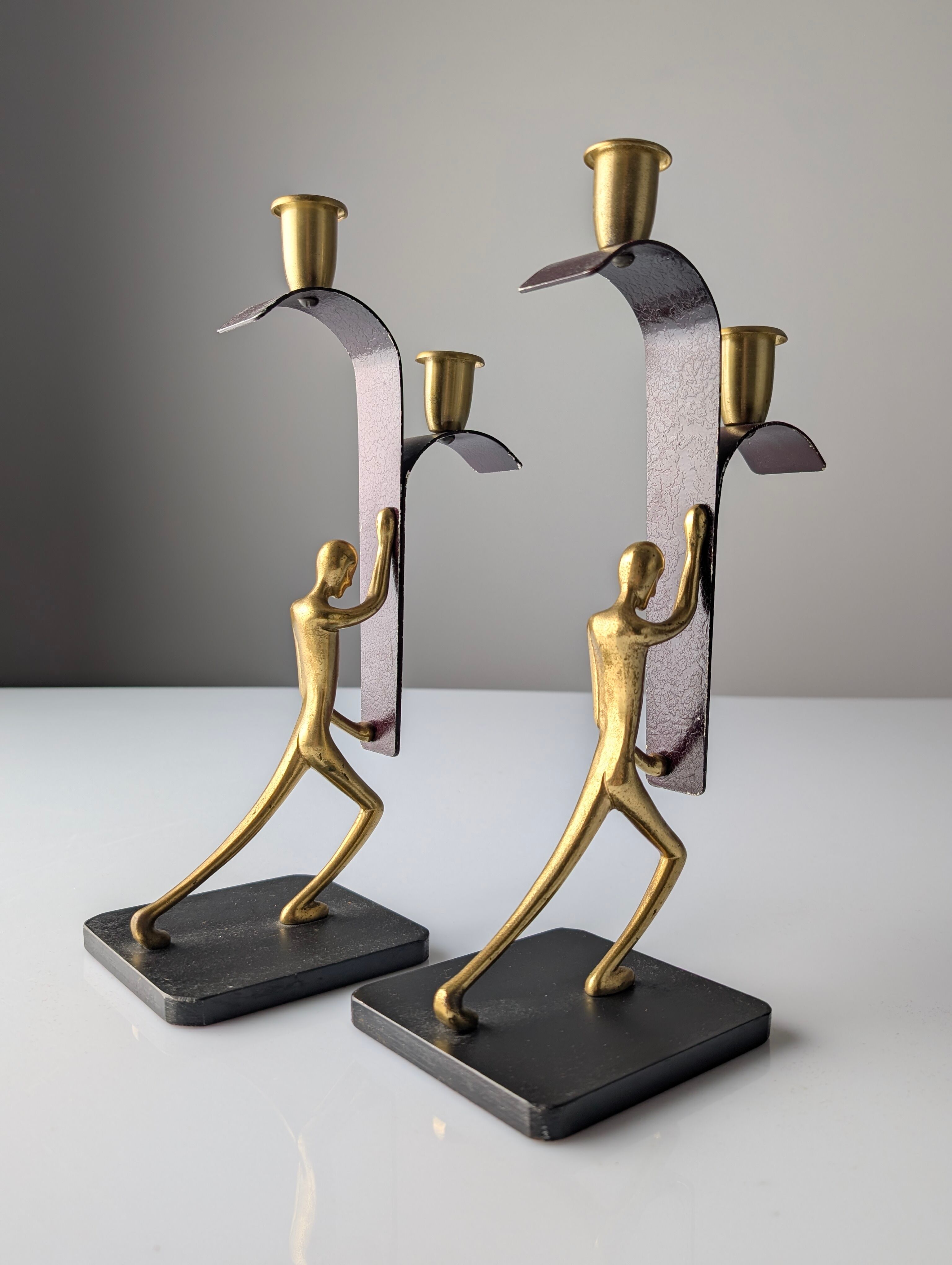 Art Deco Bronze Candelabra Pair by Karl Hagenauer, 1930s