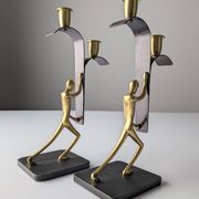 Art Deco Bronze Candelabra Pair by Karl Hagenauer, 1930s