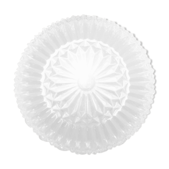 Plafonnier rond en métal et verre moulé années 50